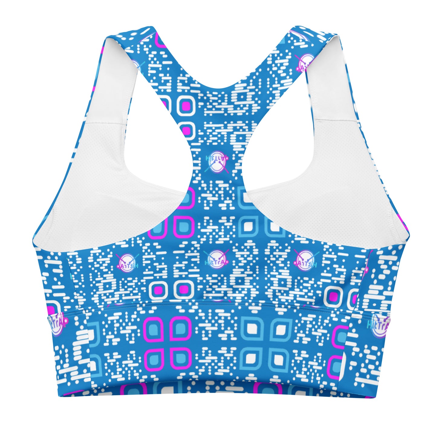 Longline sports bra (Aqua, White QR)