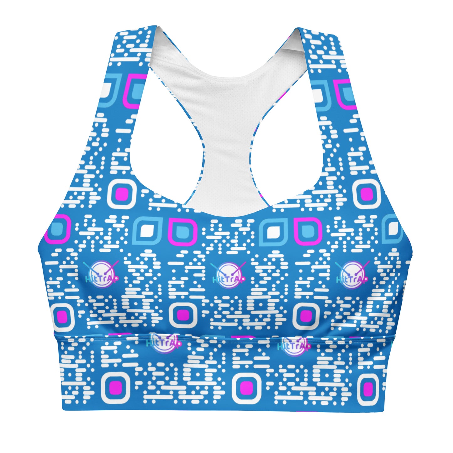 Longline sports bra (Aqua, White QR)