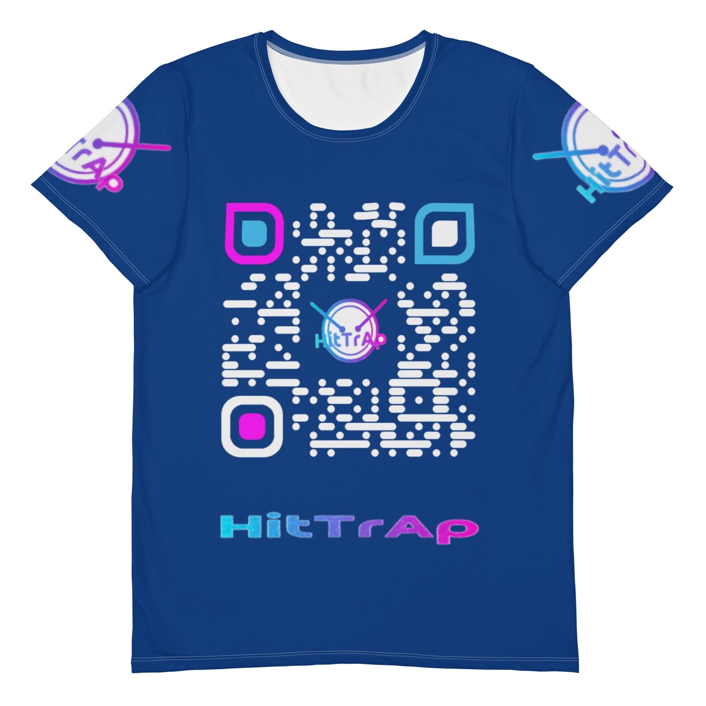 All-Over Print Men's Athletic T-shirt (Blue, White QR)