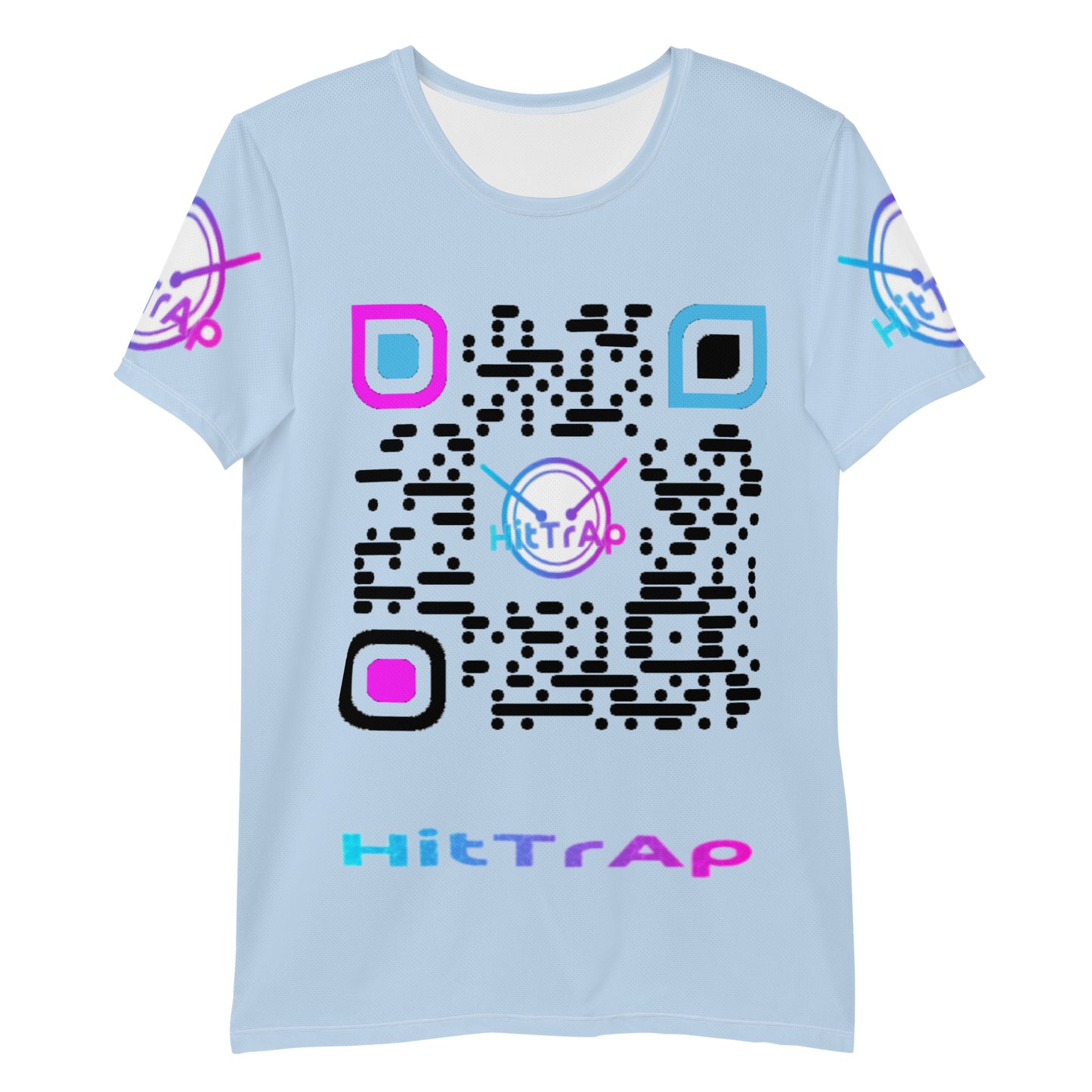 All-Over Print Men's Athletic T-shirt (Blue, Black QR)