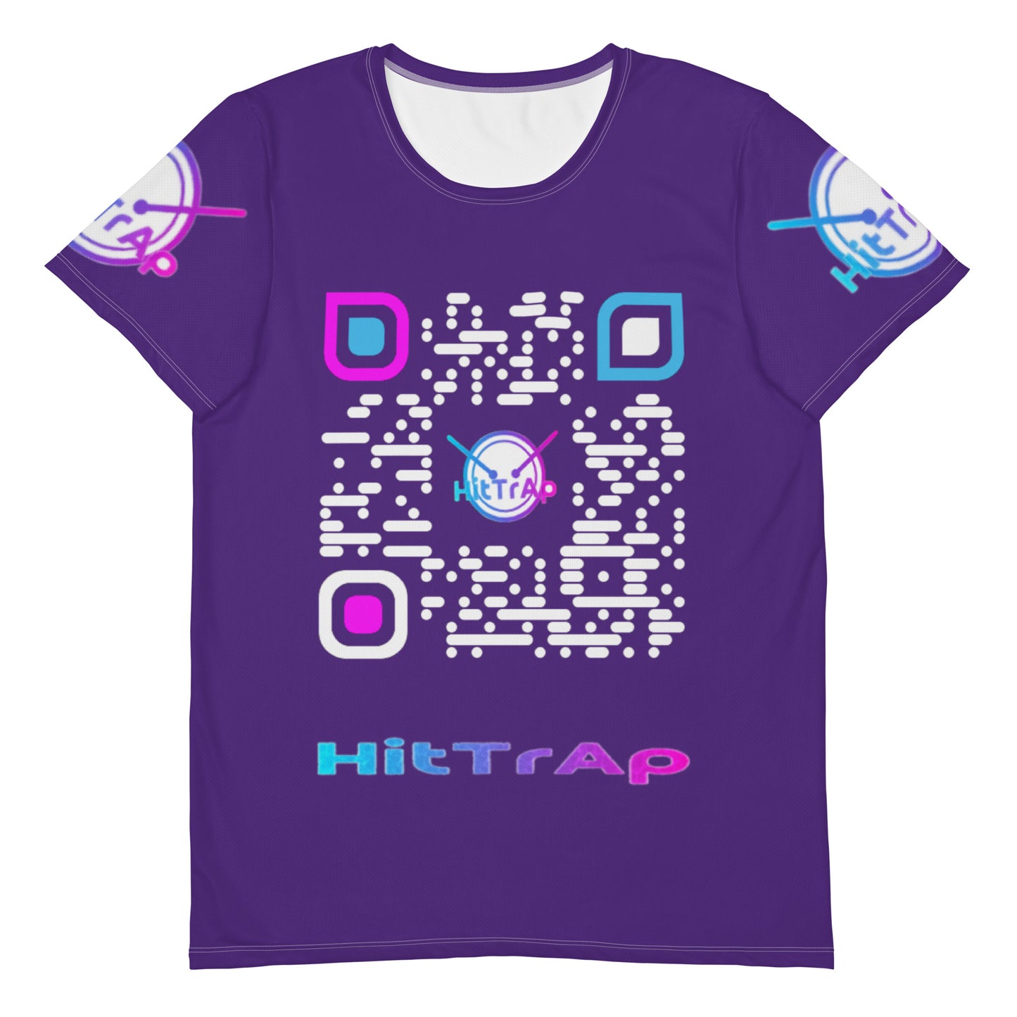 All-Over Print Men's Athletic T-shirt (Purple, White QR)