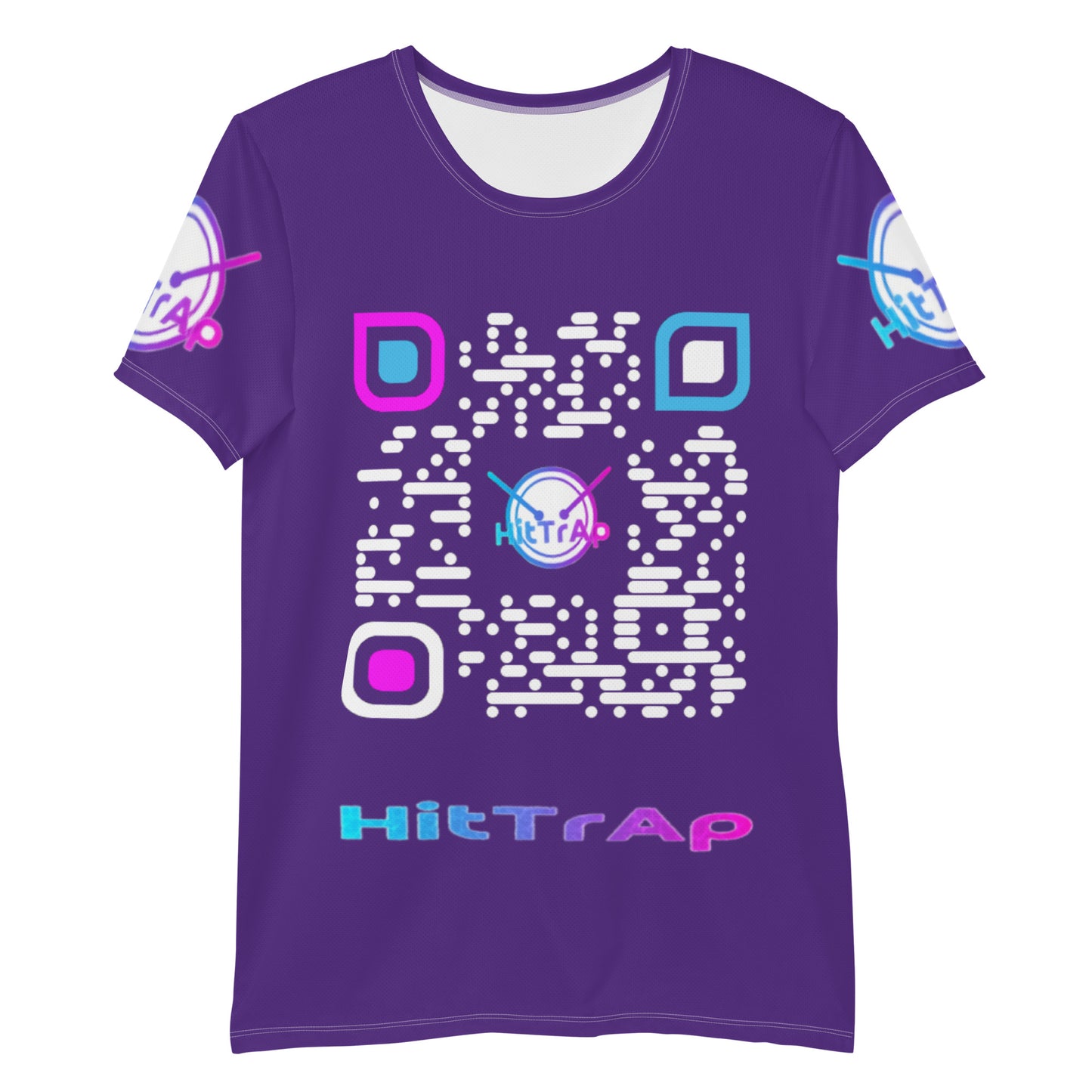 All-Over Print Men's Athletic T-shirt (Purple, White QR)