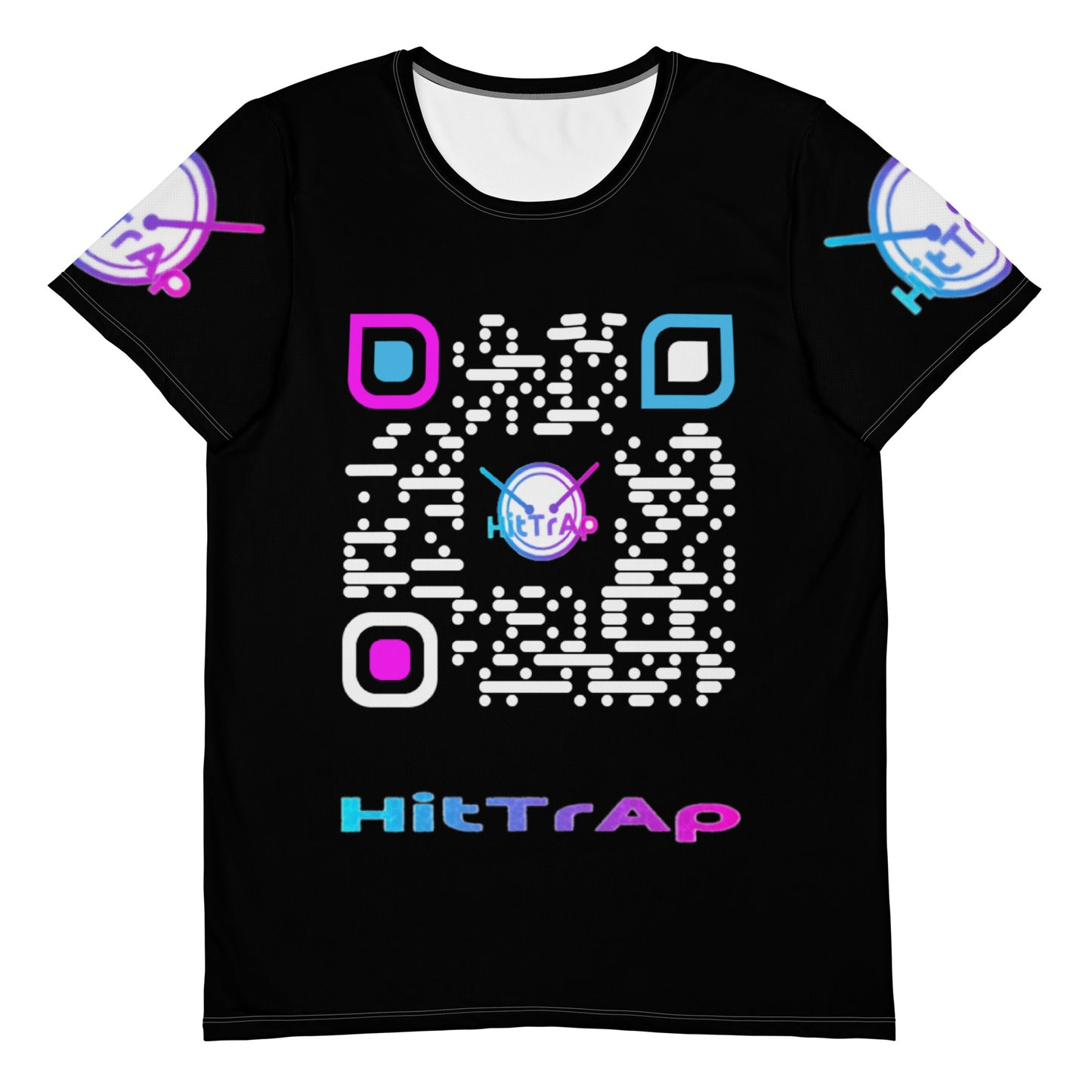 All-Over Print Men's Athletic T-shirt (Black, White QR)
