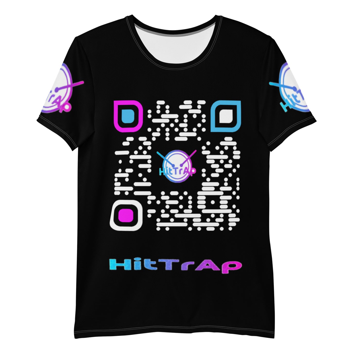 All-Over Print Men's Athletic T-shirt (Black, White QR)
