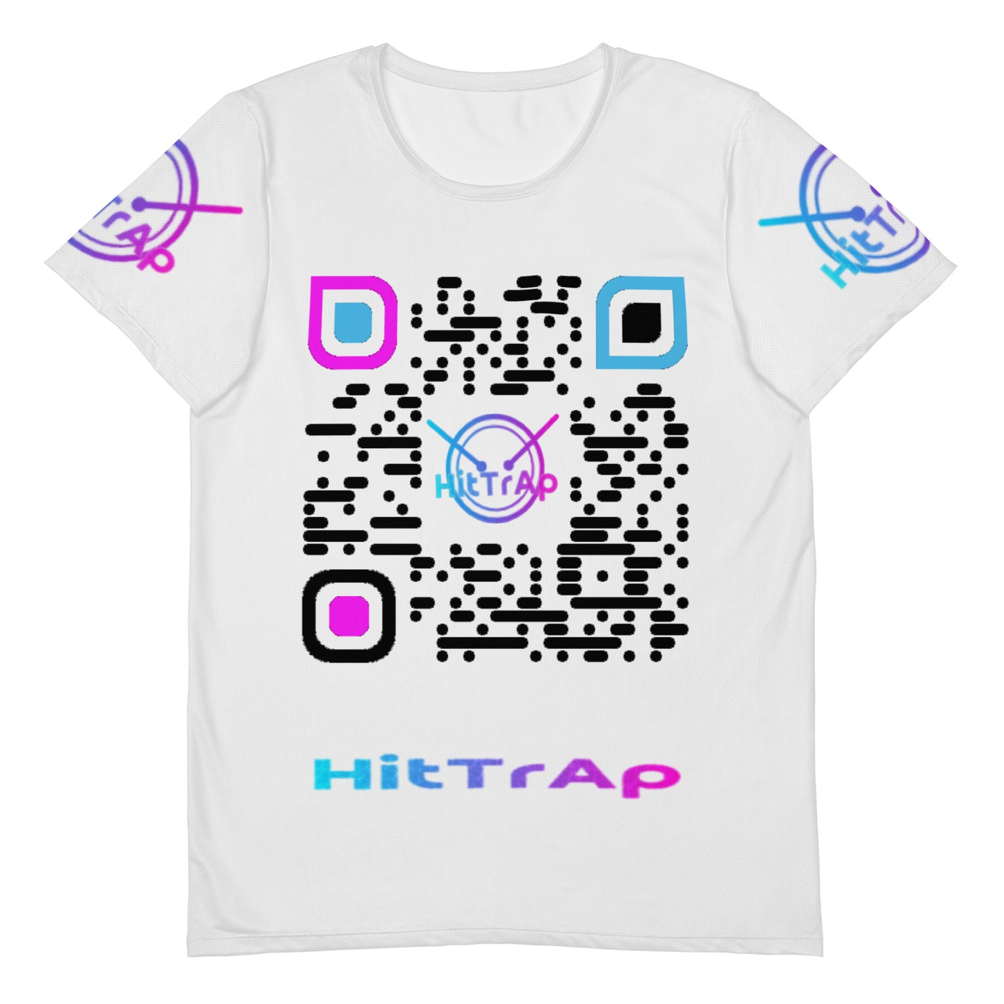 All-Over Print Men's Athletic T-shirt (White, Black QR)
