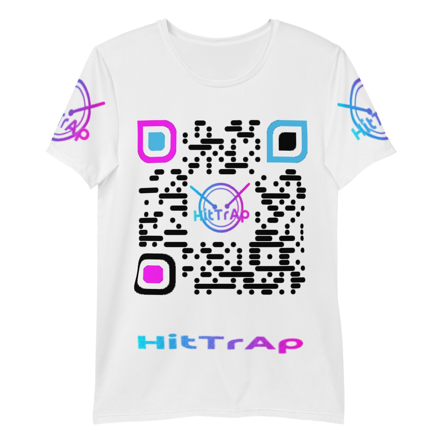 All-Over Print Men's Athletic T-shirt (White, Black QR)