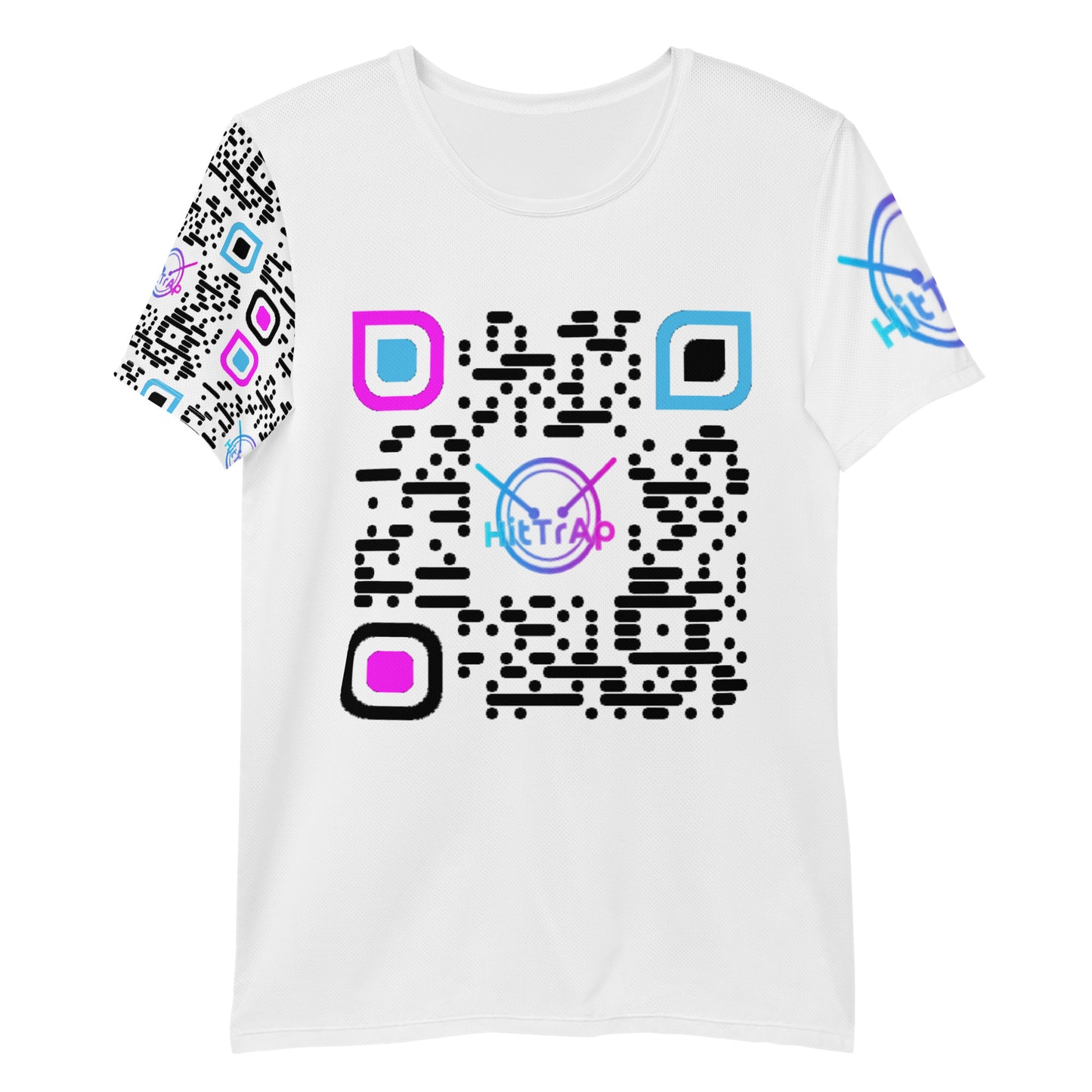 All-Over Print Men's Athletic T-shirt (White, Black QR)