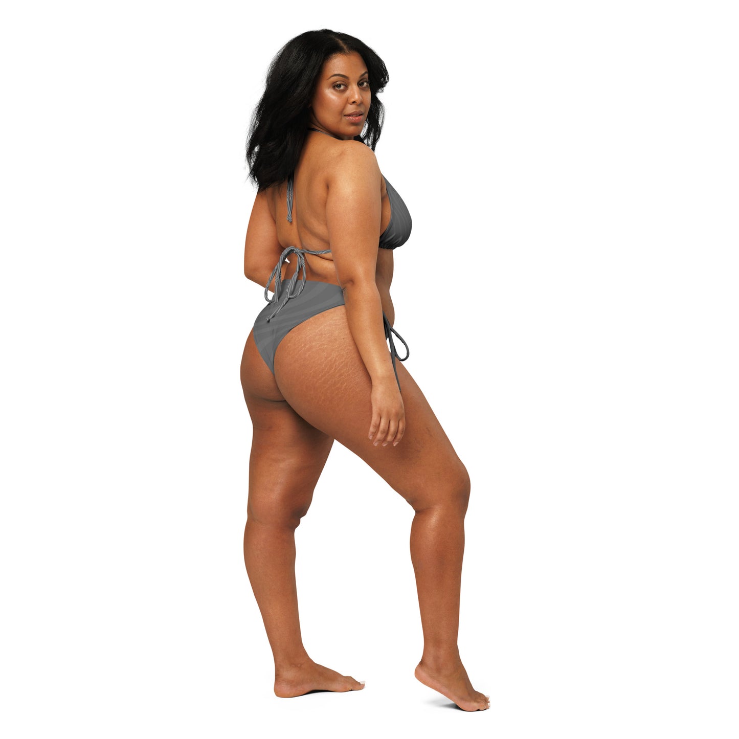 All-over print recycled string bikini (Gray Wave)