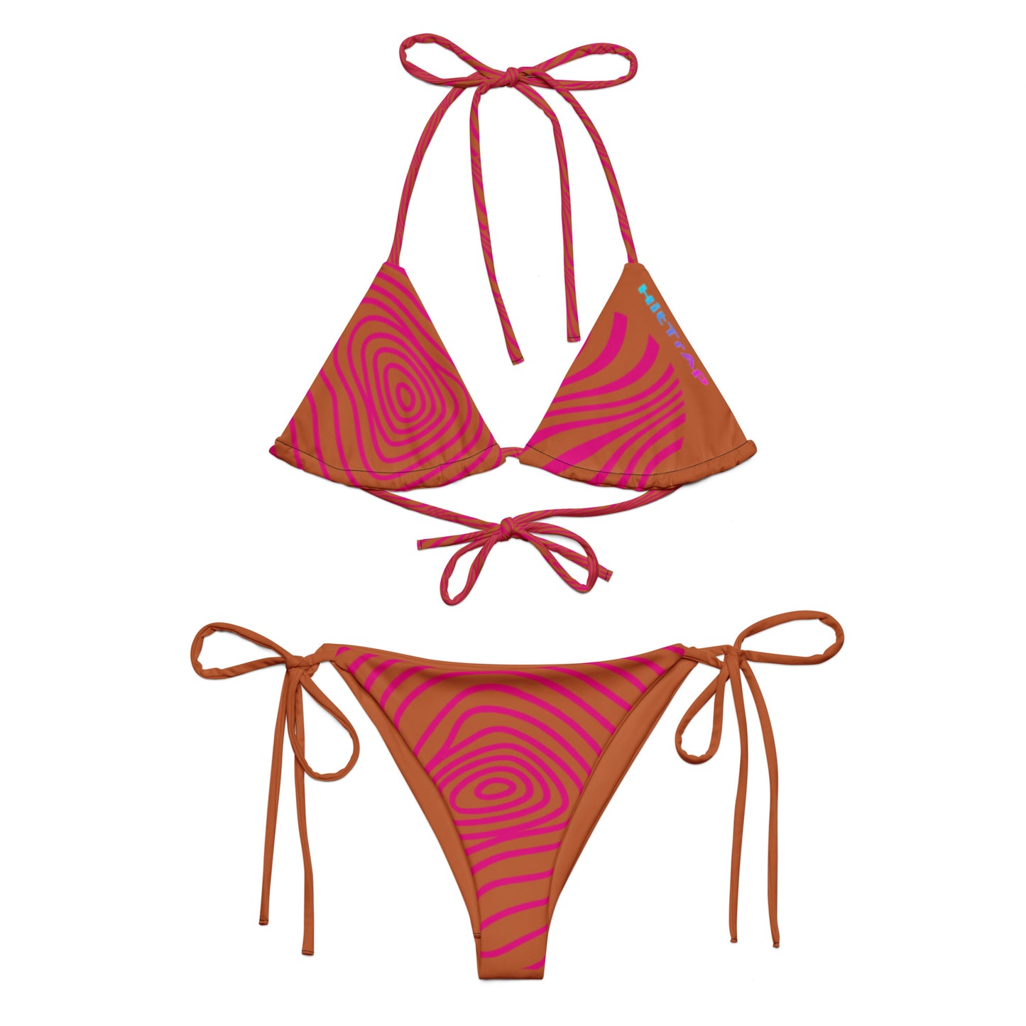 All-over print recycled string bikini (Pink Wave)