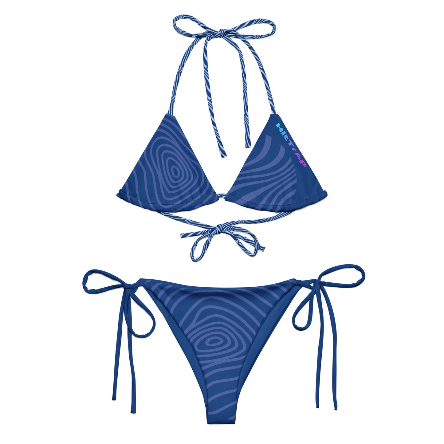 All-over print recycled string bikini (Blue Wave)