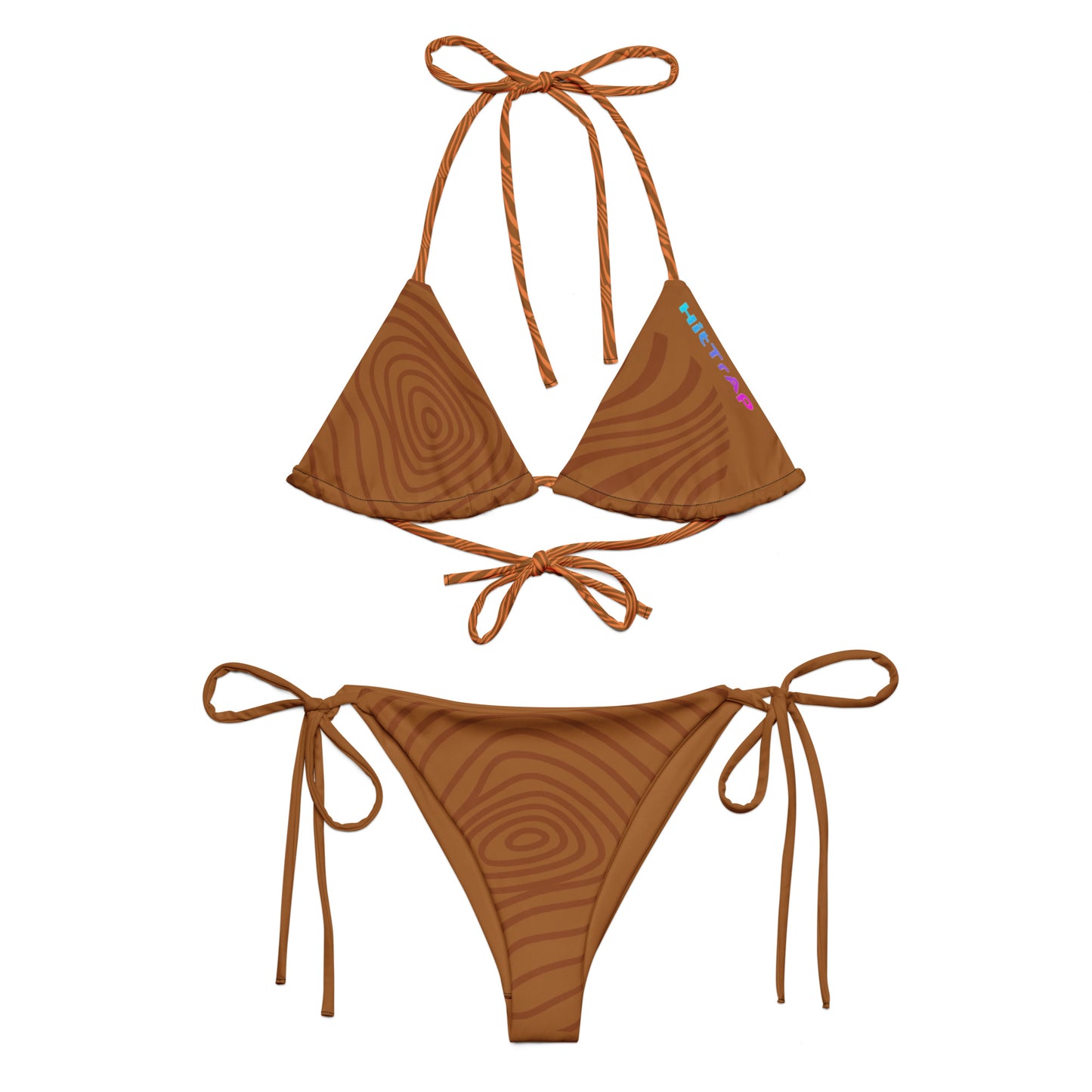 All-over print recycled string bikini (Chocolate Wave)