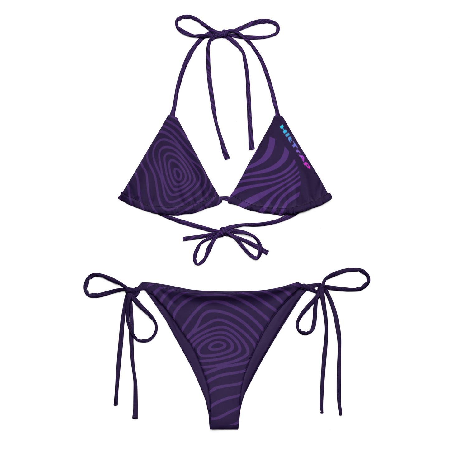 All-over print recycled string bikini (Purple Wave)