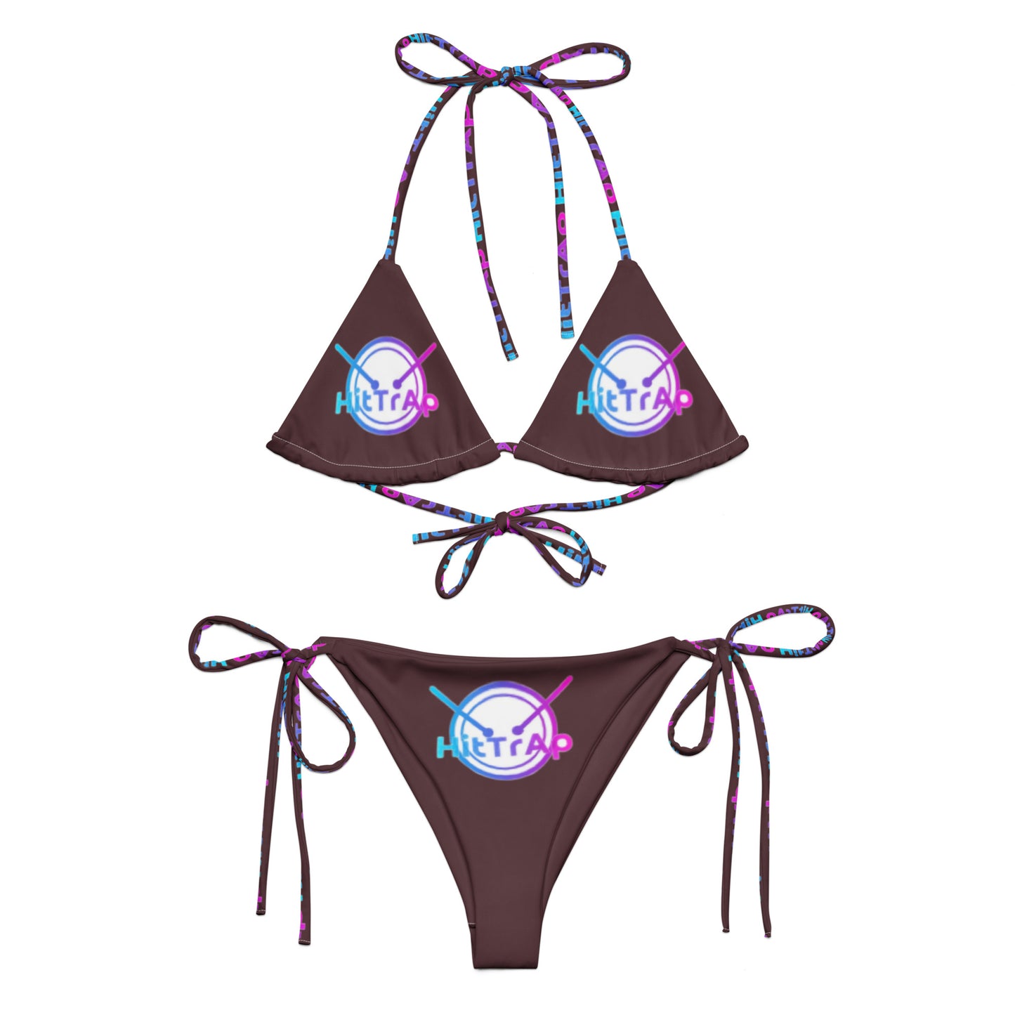 All-over print recycled string bikini (Chocolate TrAp)