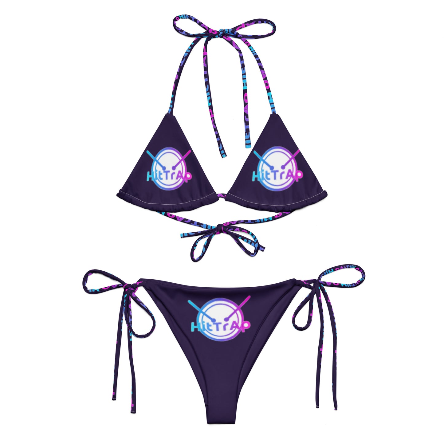 All-over print recycled string bikini (Purple TrAp)