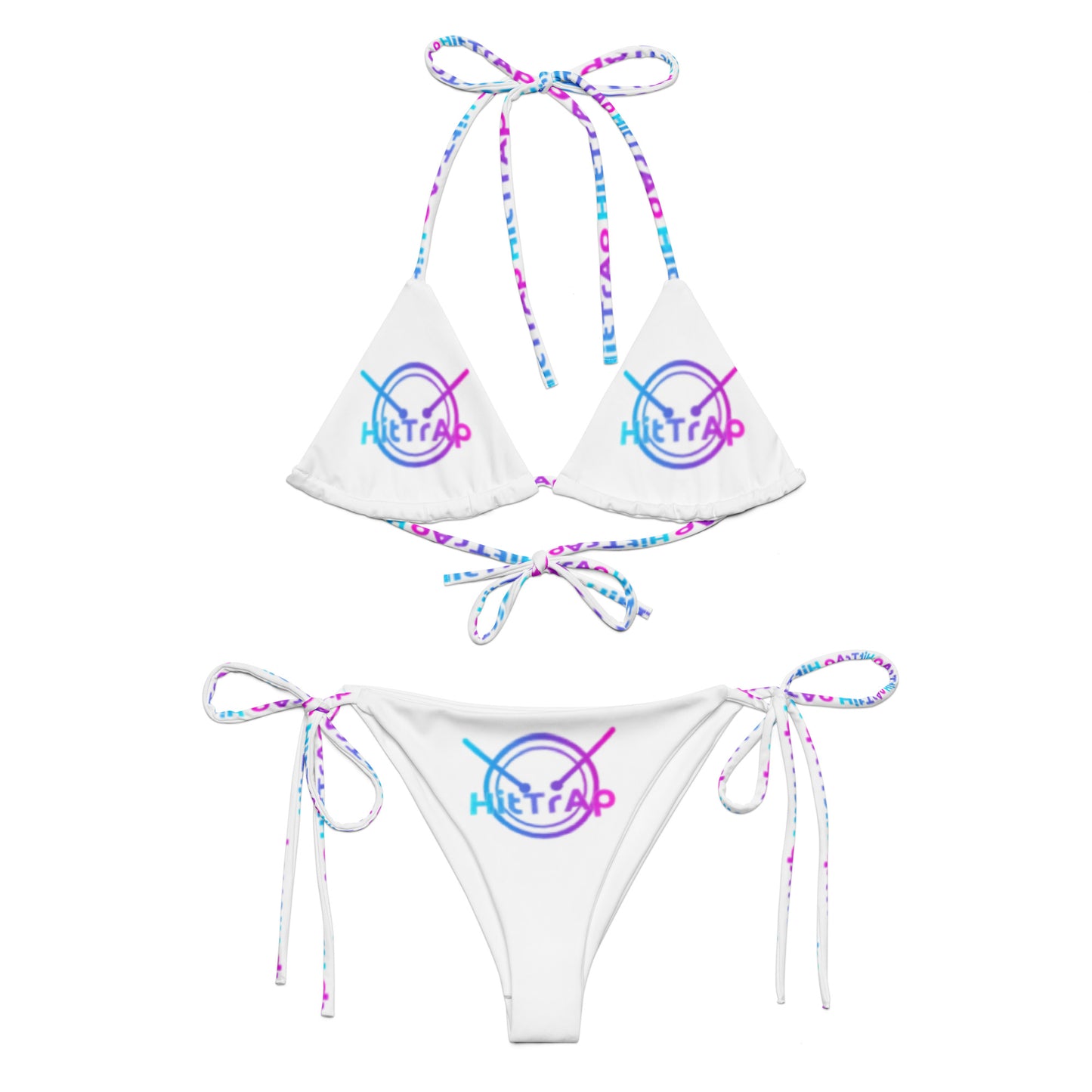 All-over print recycled string bikini (White TrAp)