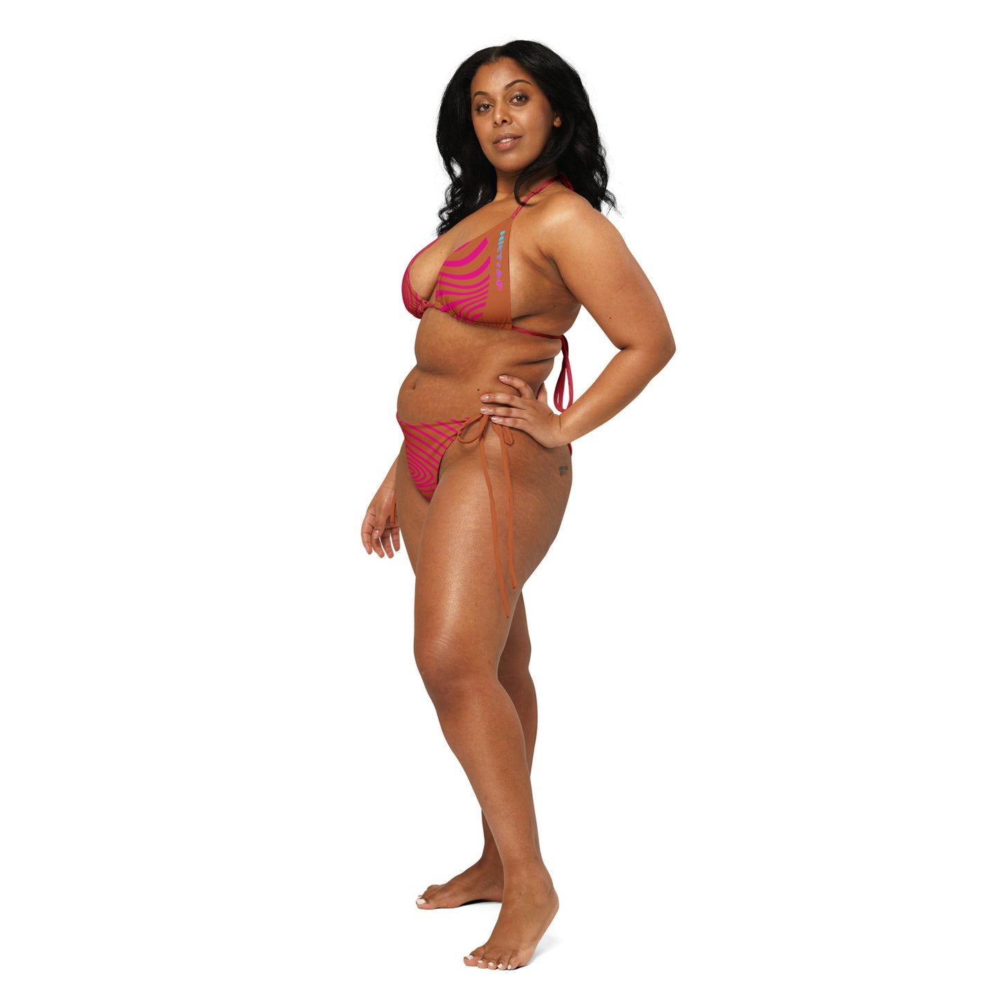 All-over print recycled string bikini (Pink Wave)