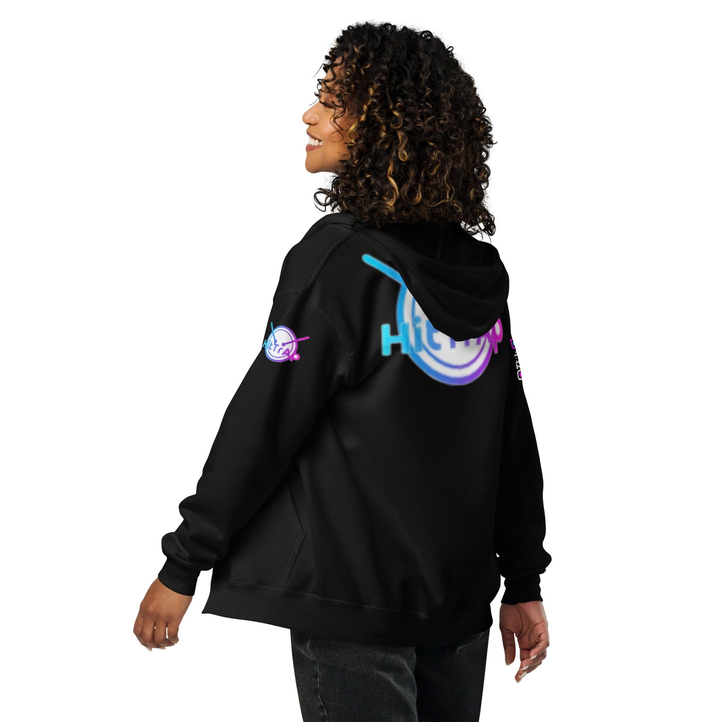 HitTrAp WhiteQR heavy zip hoodie