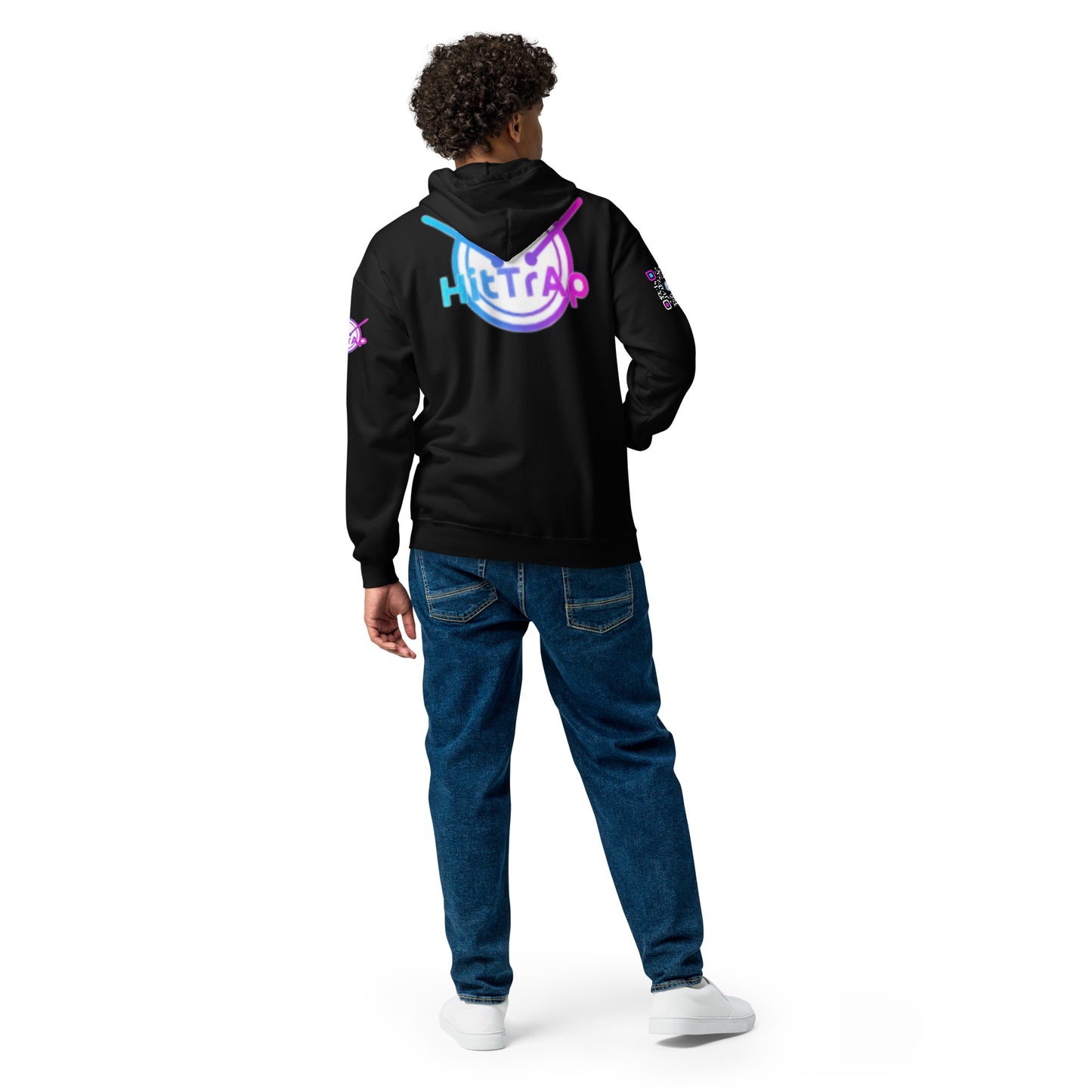 HitTrAp WhiteQR heavy zip hoodie