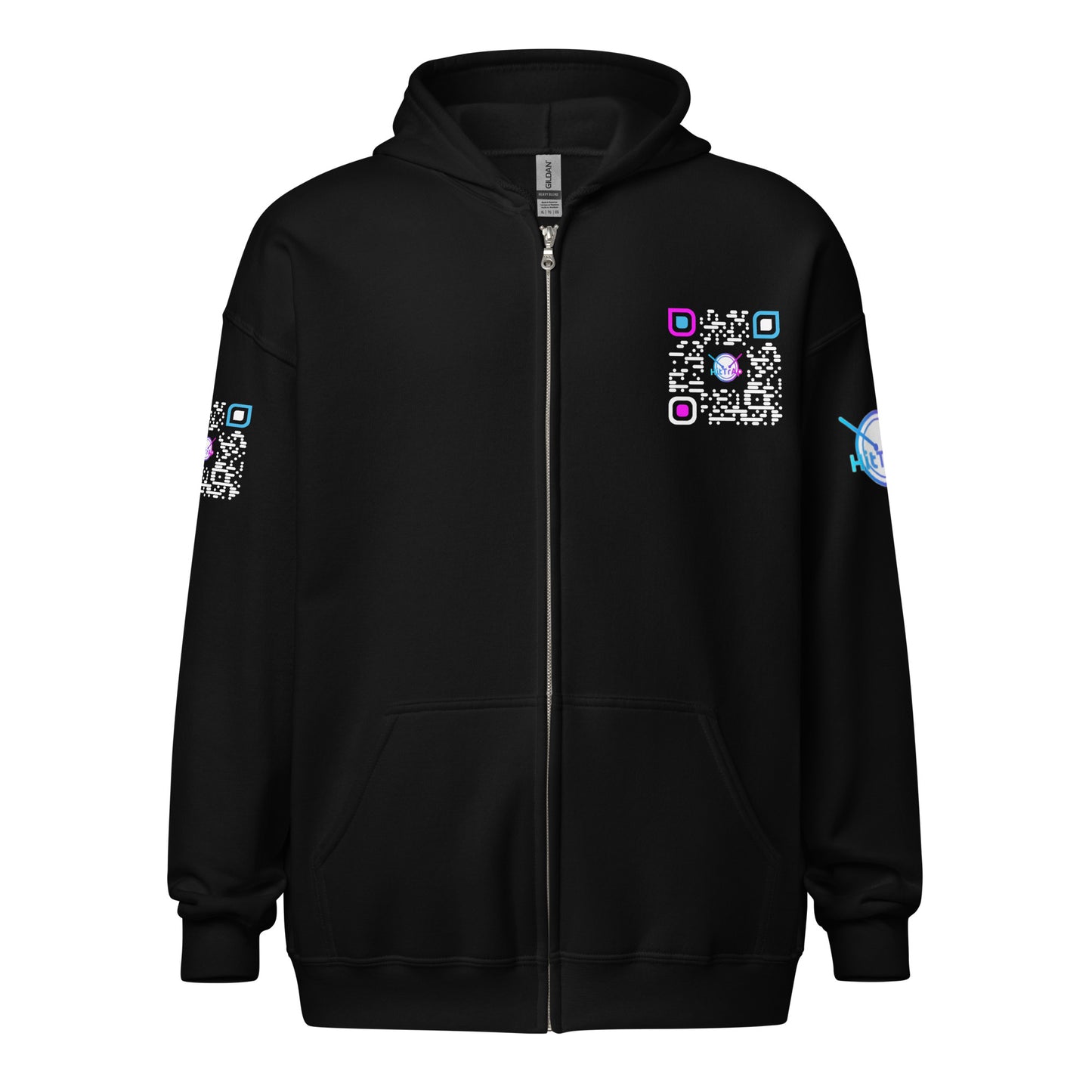 HitTrAp WhiteQR heavy zip hoodie