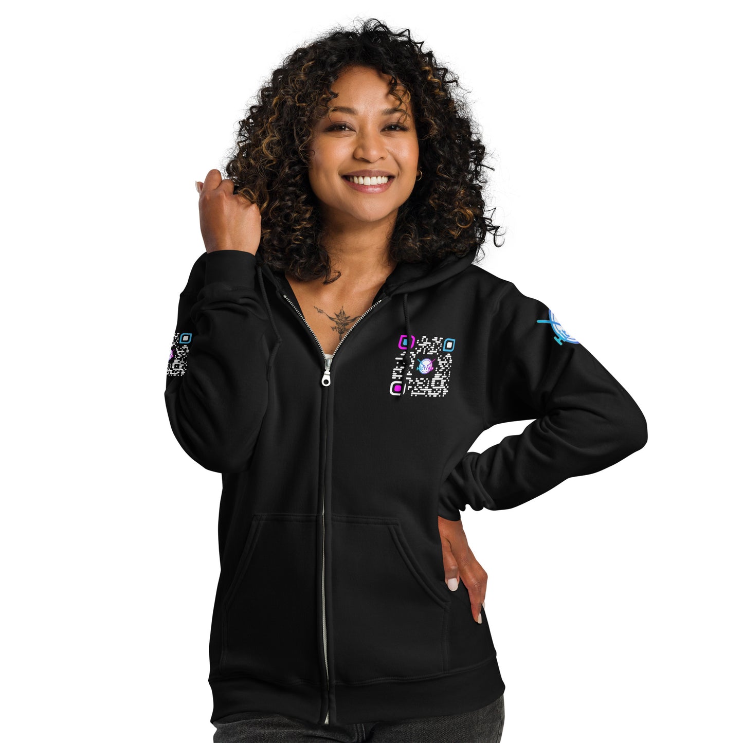 HitTrAp WhiteQR heavy zip hoodie
