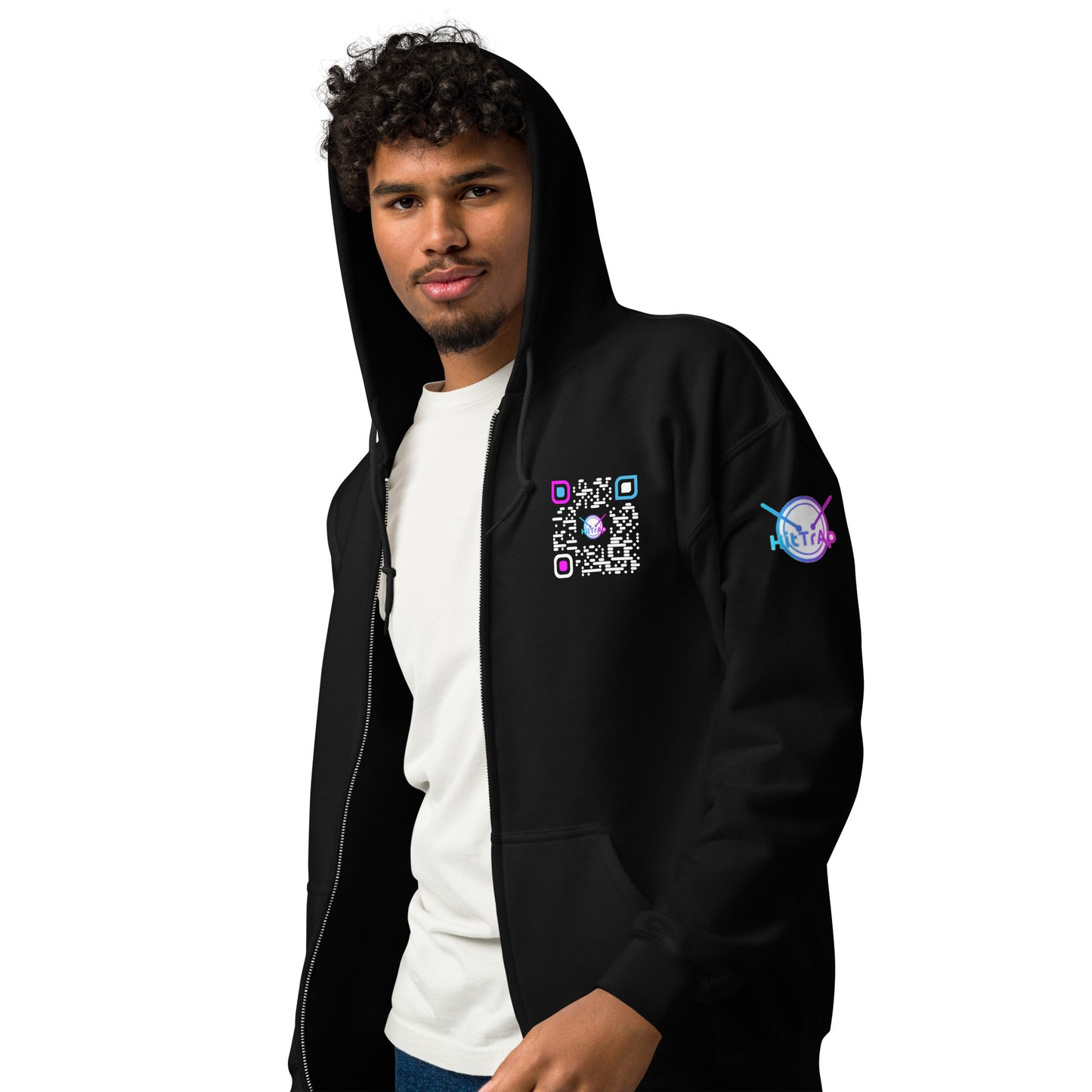 HitTrAp WhiteQR heavy zip hoodie