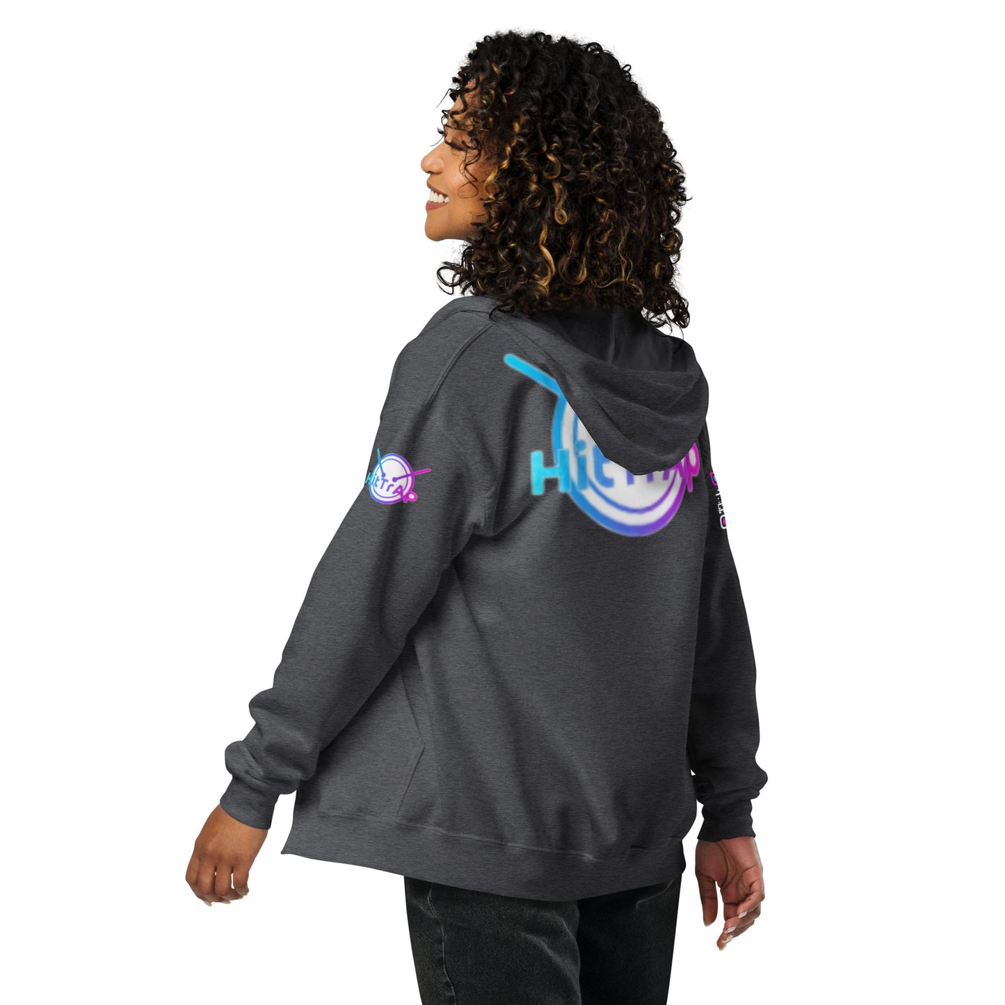 HitTrAp WhiteQR heavy zip hoodie