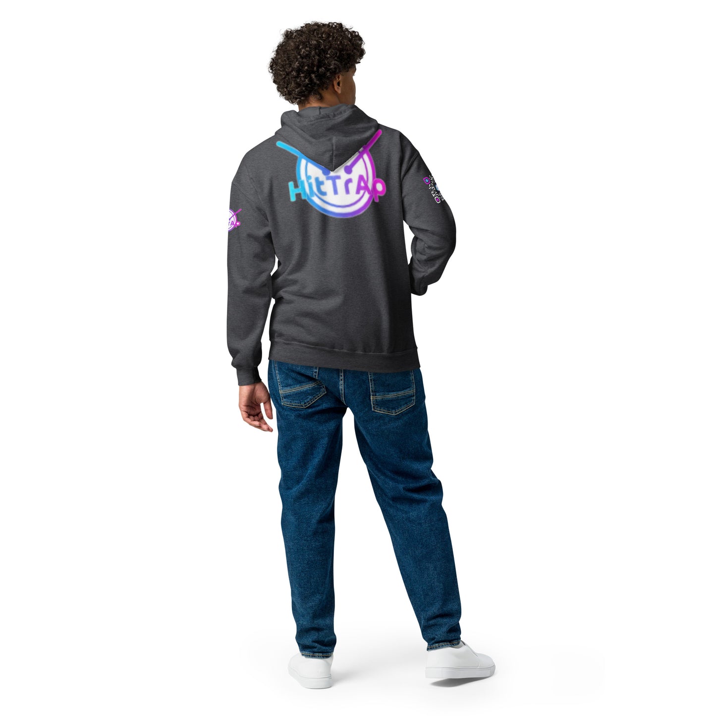 HitTrAp WhiteQR heavy zip hoodie