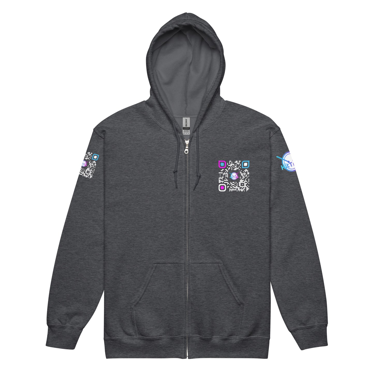 HitTrAp WhiteQR heavy zip hoodie