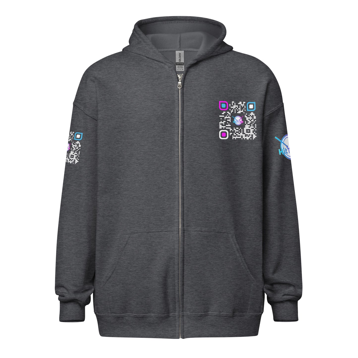 HitTrAp WhiteQR heavy zip hoodie