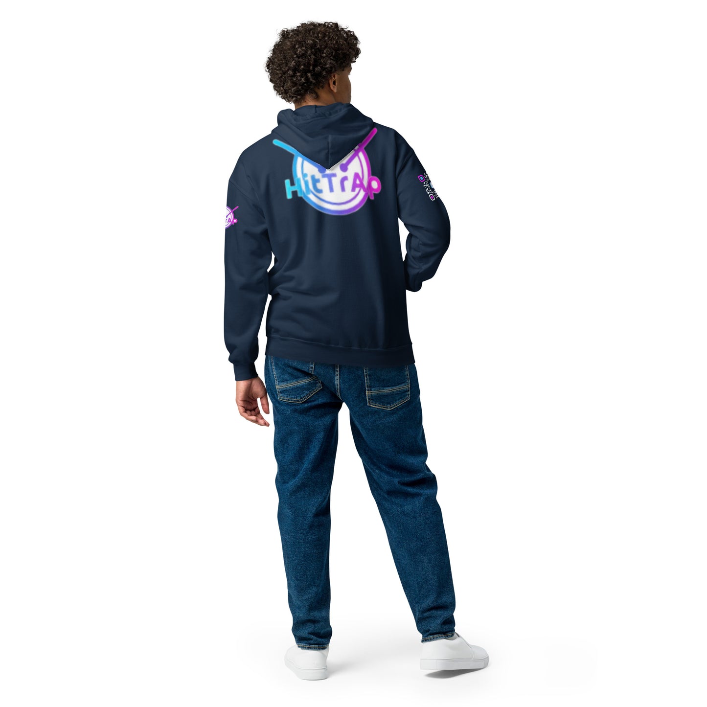 HitTrAp WhiteQR heavy zip hoodie