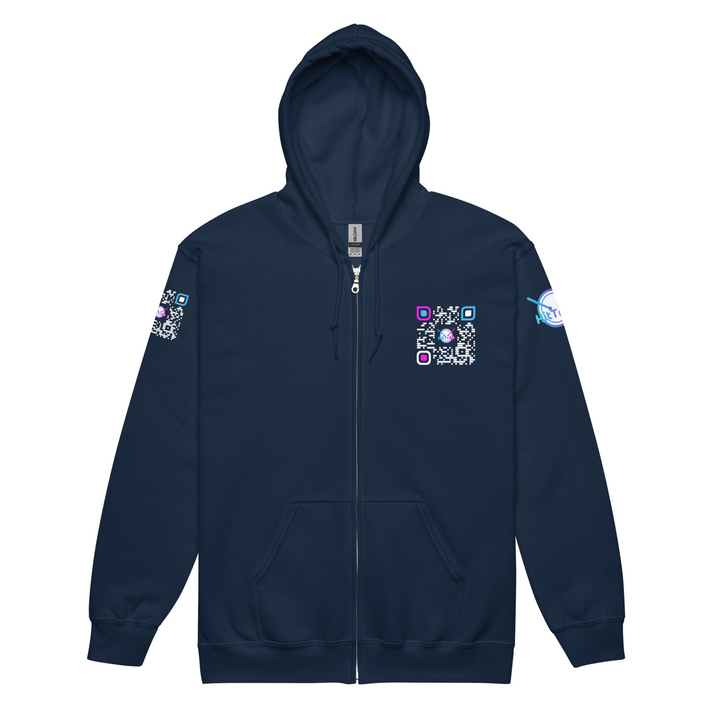 HitTrAp WhiteQR heavy zip hoodie