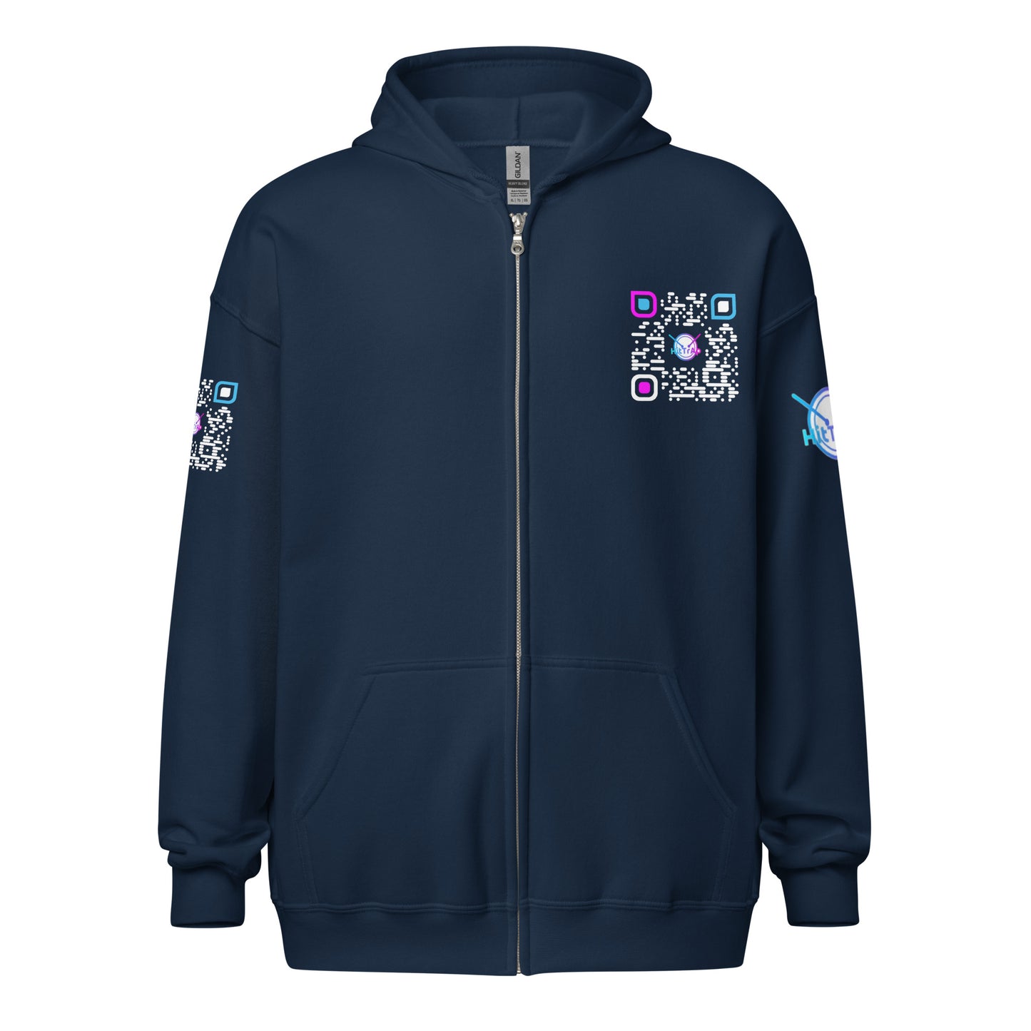 HitTrAp WhiteQR heavy zip hoodie