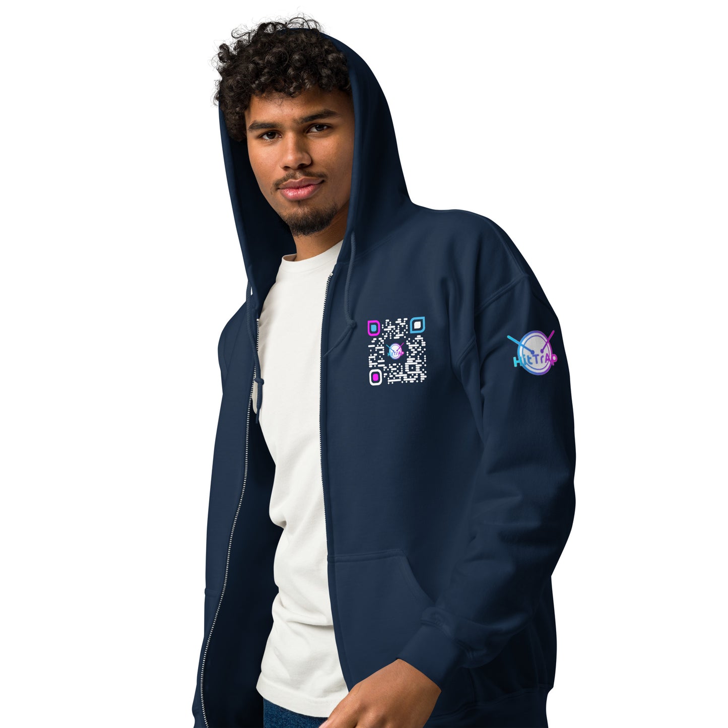HitTrAp WhiteQR heavy zip hoodie