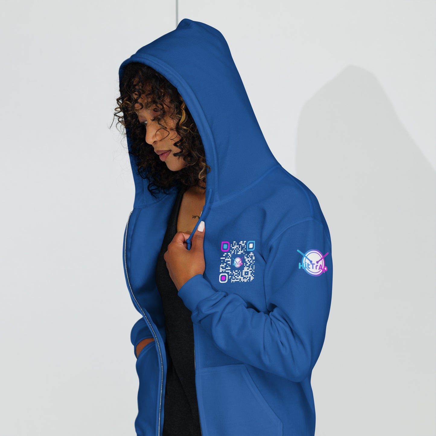 HitTrAp WhiteQR heavy zip hoodie