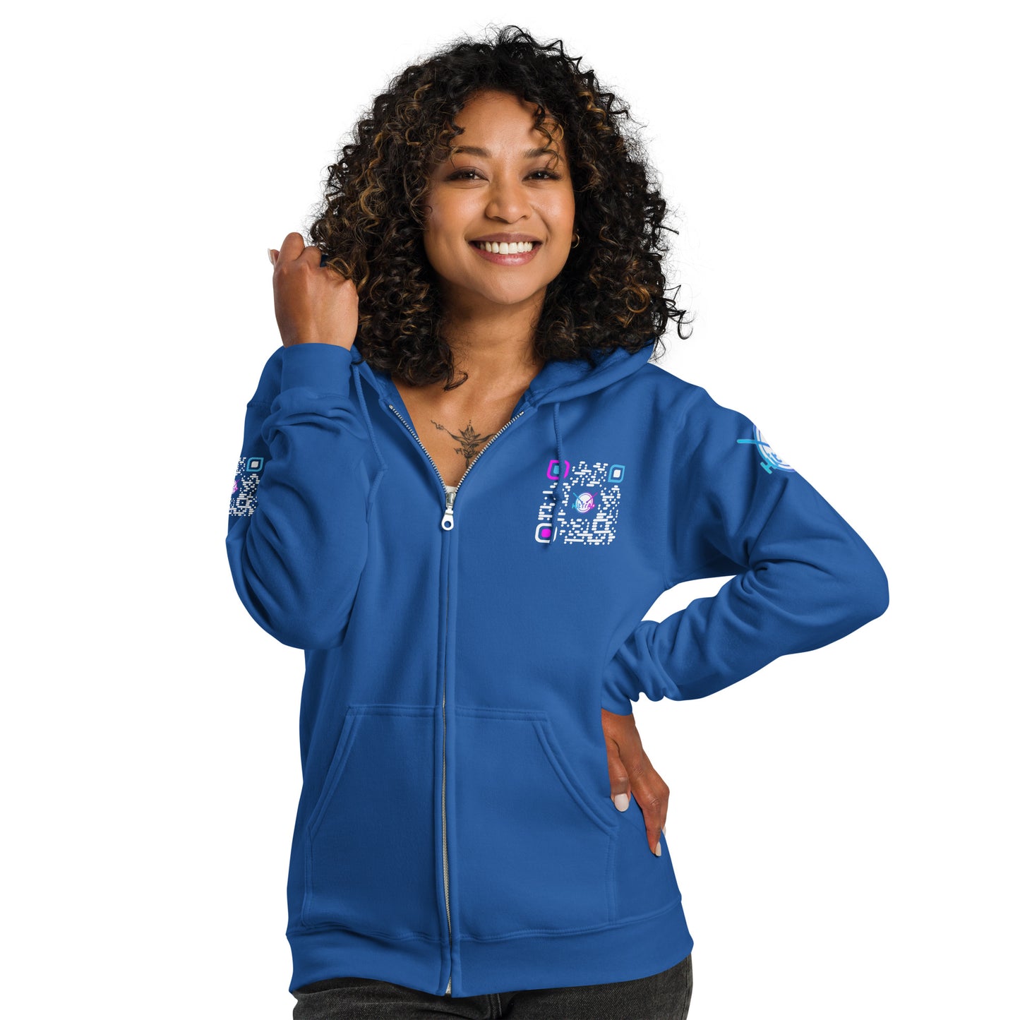 HitTrAp WhiteQR heavy zip hoodie