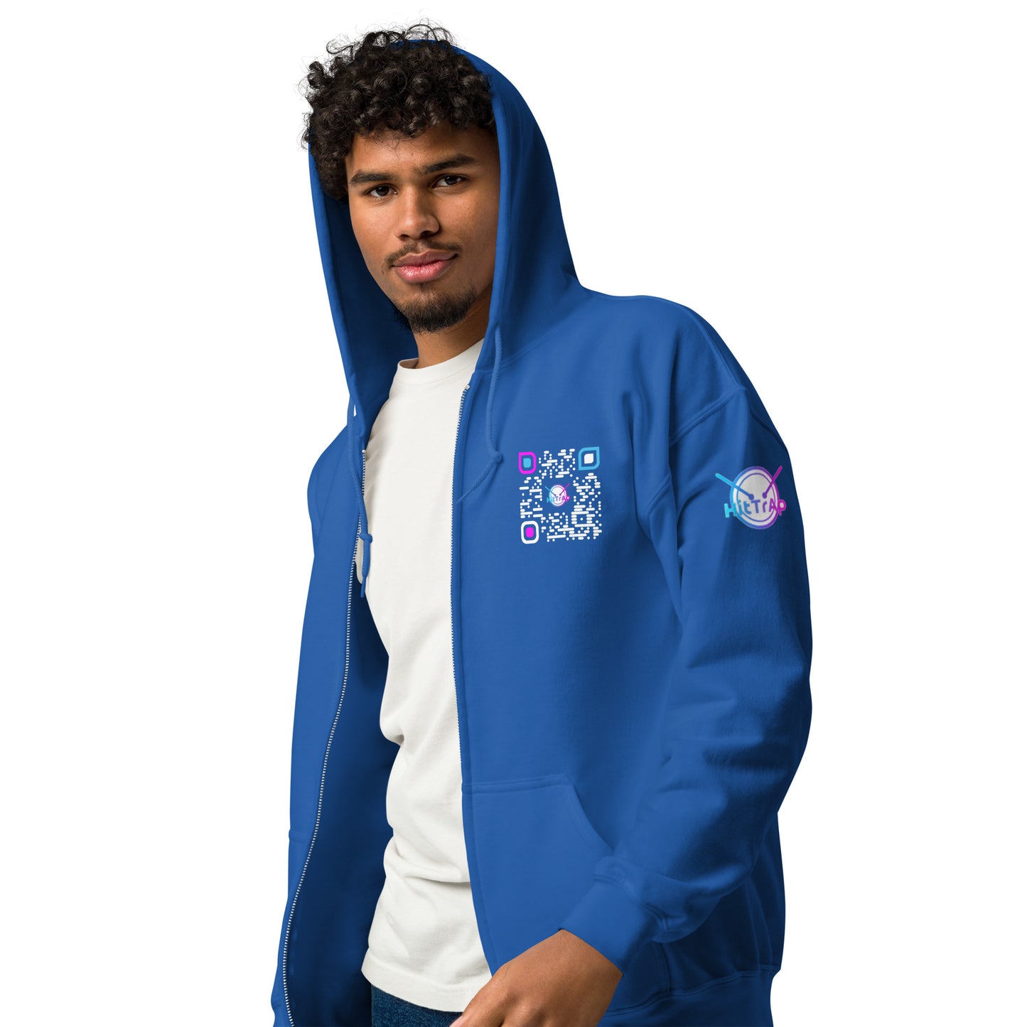 HitTrAp WhiteQR heavy zip hoodie