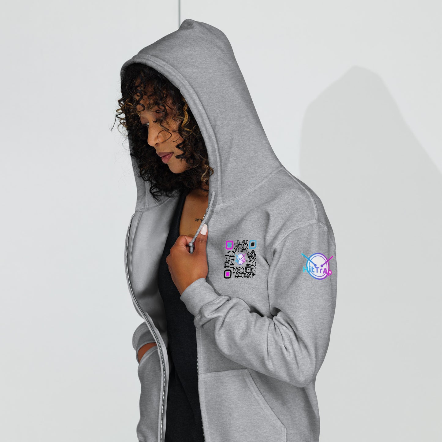 HitTrAp BlackQR heavy zip hoodie
