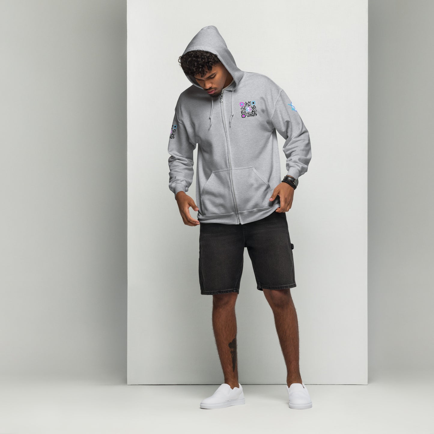 HitTrAp BlackQR heavy zip hoodie