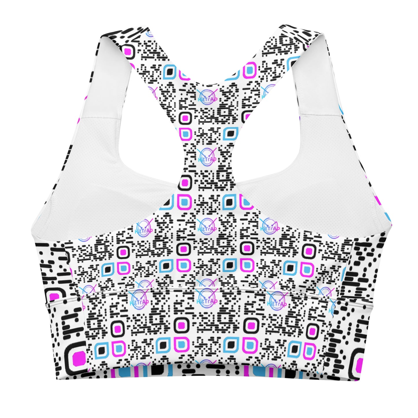 Longline sports bra (White, Black QR)
