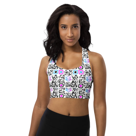 Longline sports bra (White, Black QR)