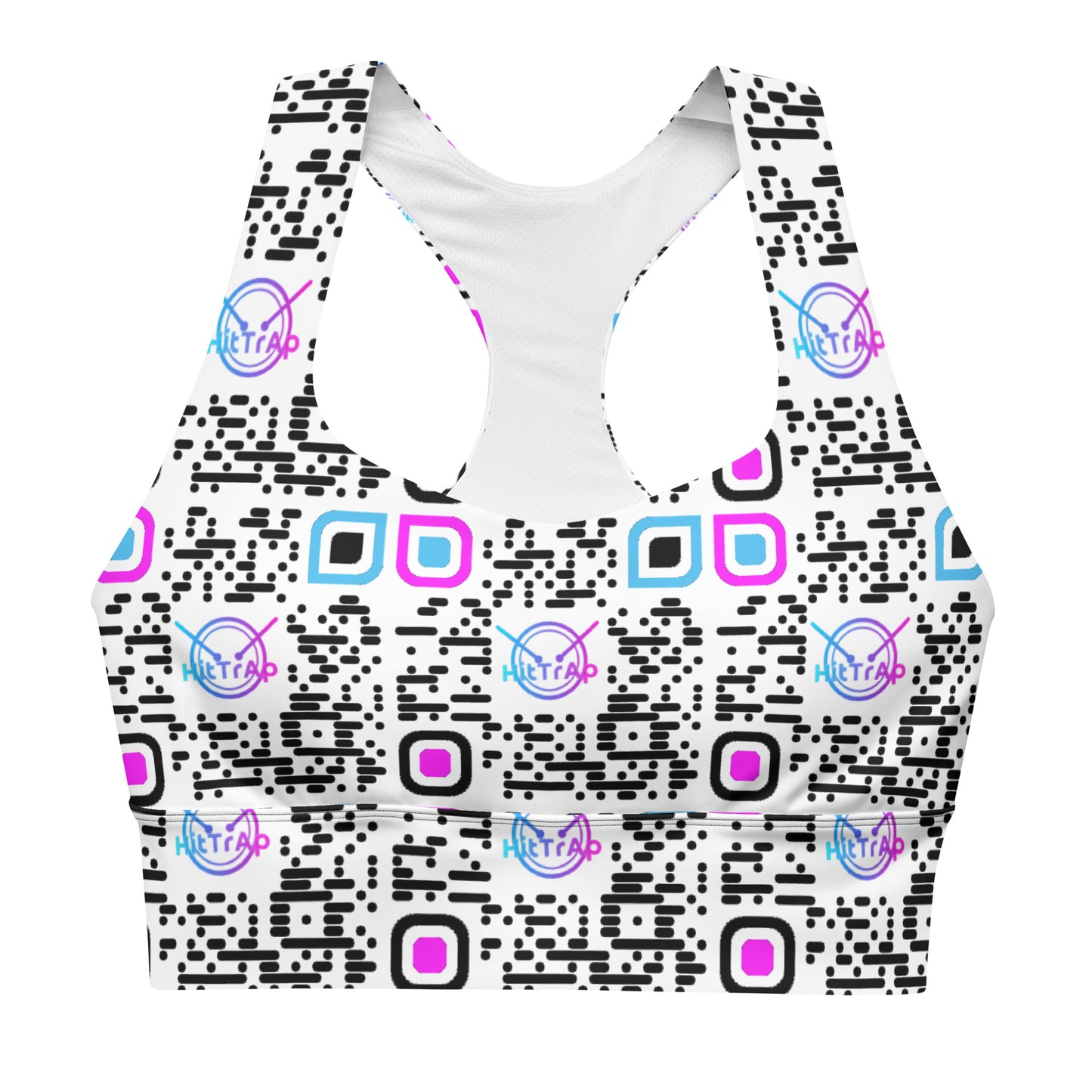 Longline sports bra (White, Black QR)