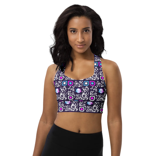 Longline sports bra (Purple, White QR)