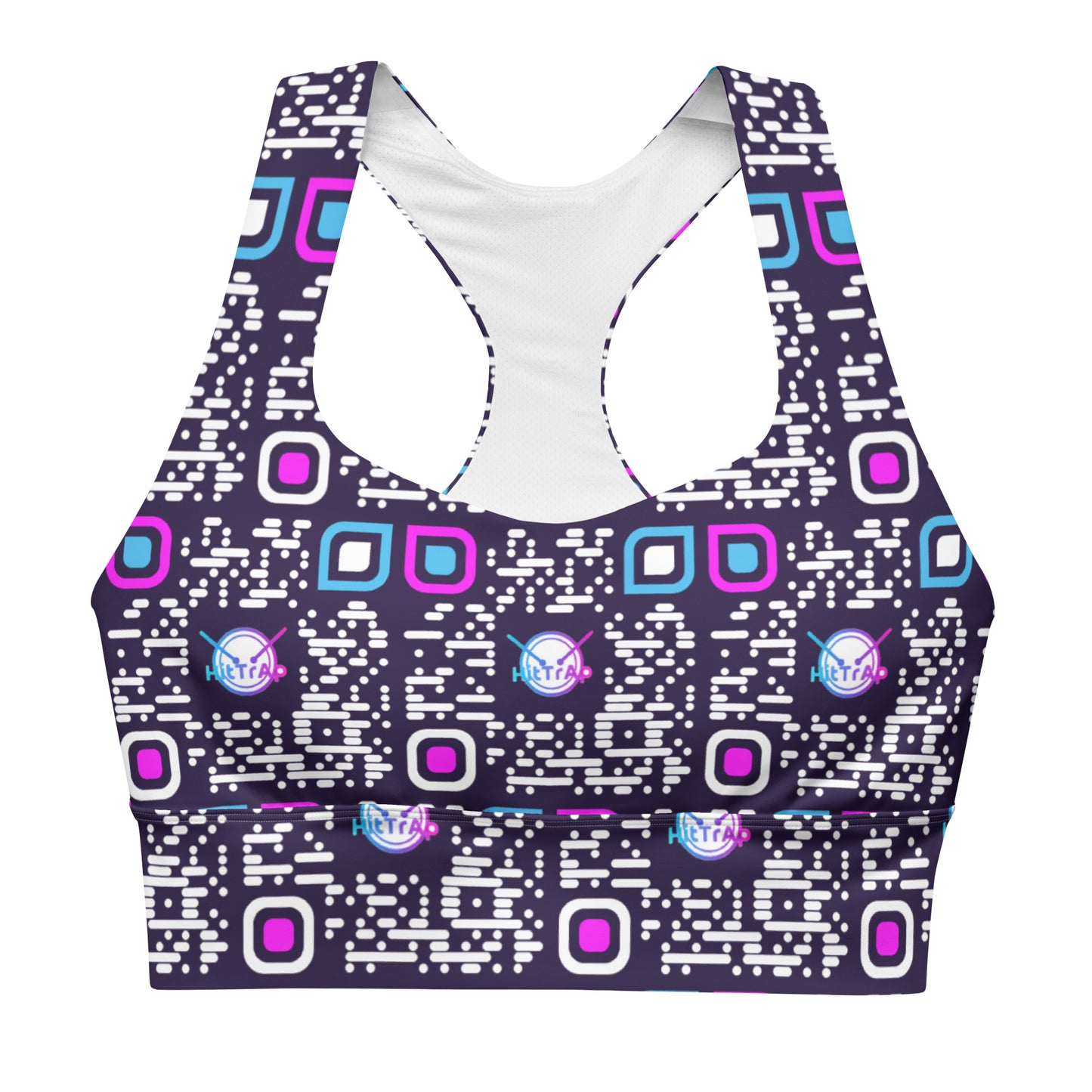 Longline sports bra (Purple, White QR)