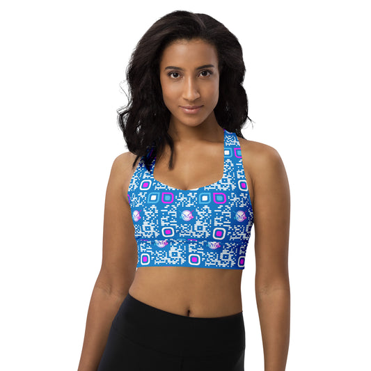 Longline sports bra (Aqua, White QR)