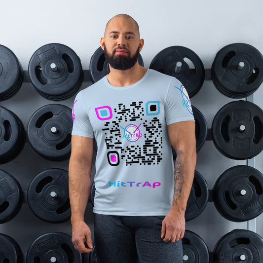 All-Over Print Men's Athletic T-shirt (Blue, Black QR)