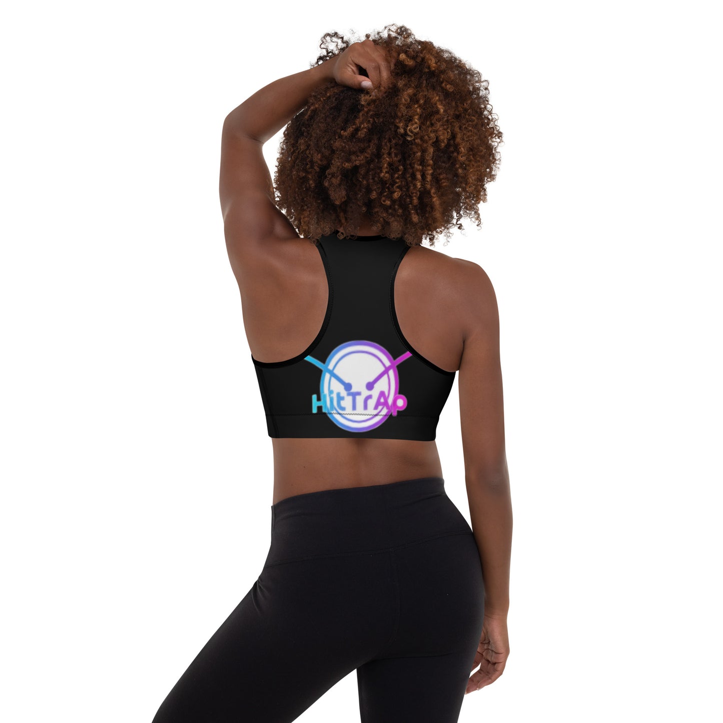 Padded Sports Bra (Black, White QR)