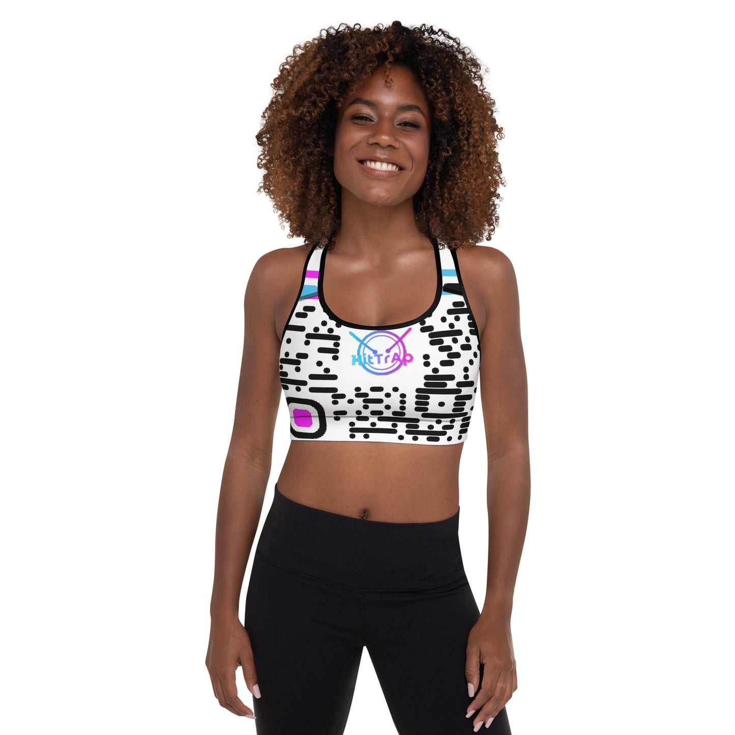 Padded Sports Bra (White, Black QR)