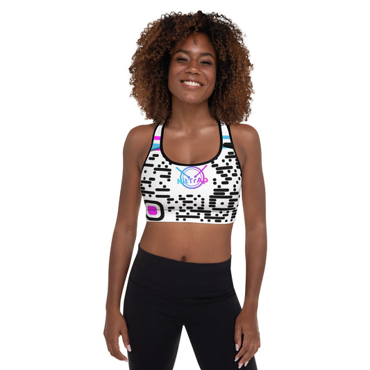 Padded Sports Bra (White, Black QR)
