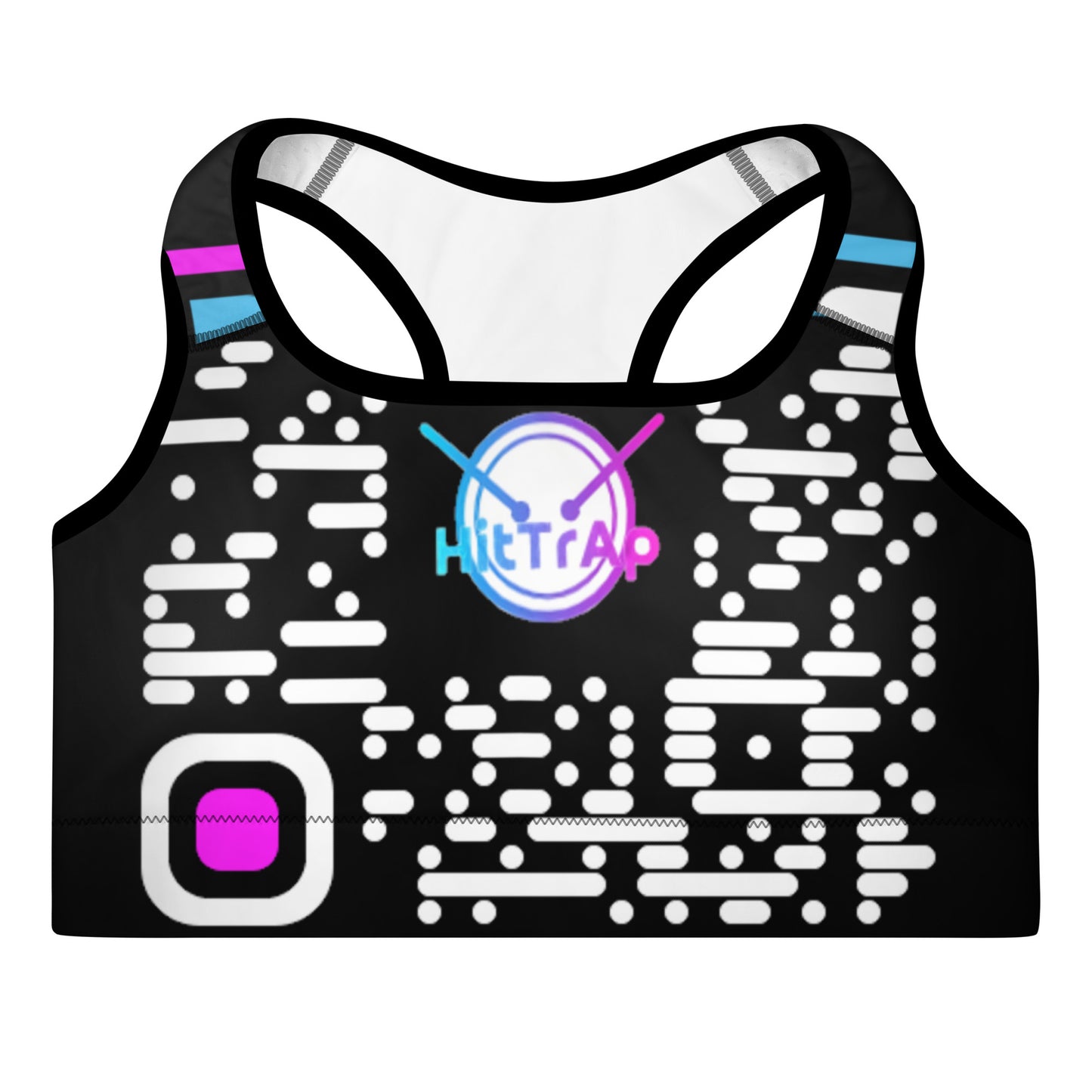 Padded Sports Bra (Black, White QR)