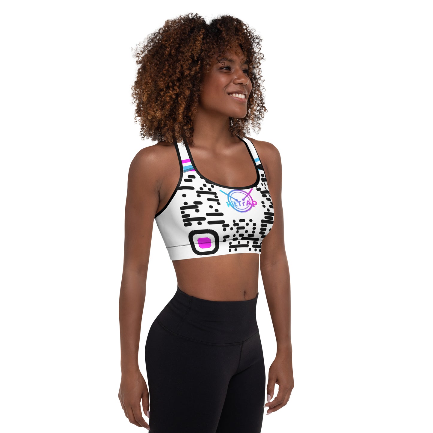 Padded Sports Bra (White, Black QR)